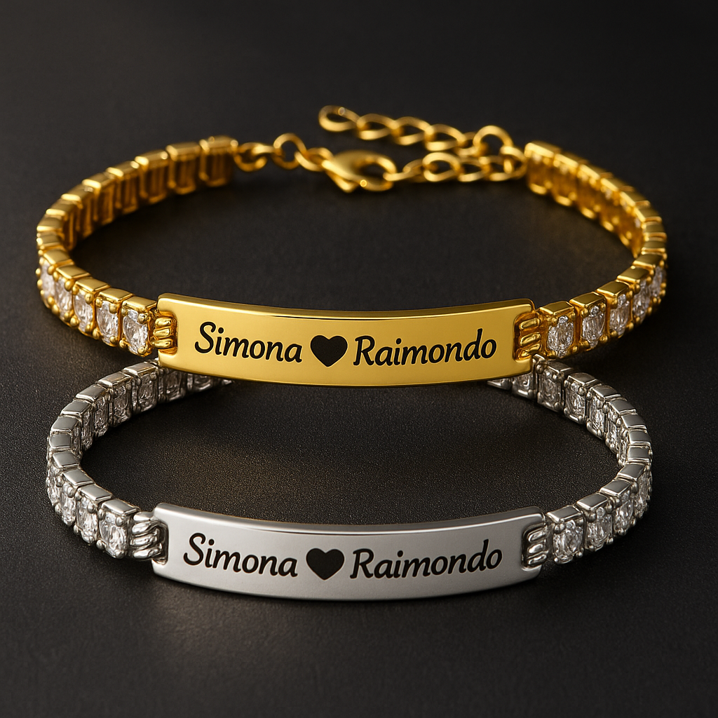 Bracciale Tennis Personalizzato con Incisione – Modello SKM Luxe
